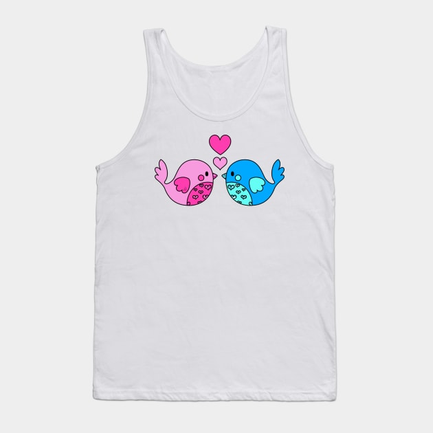 Love Birds (Pink and Blue) - Pink Tank Top by WinterPixie